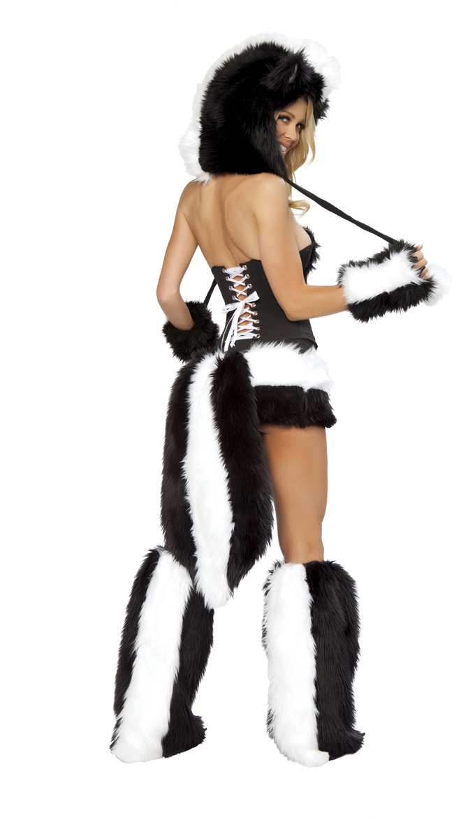 Luxurious Sexy Skunk Corset with Black and white fur